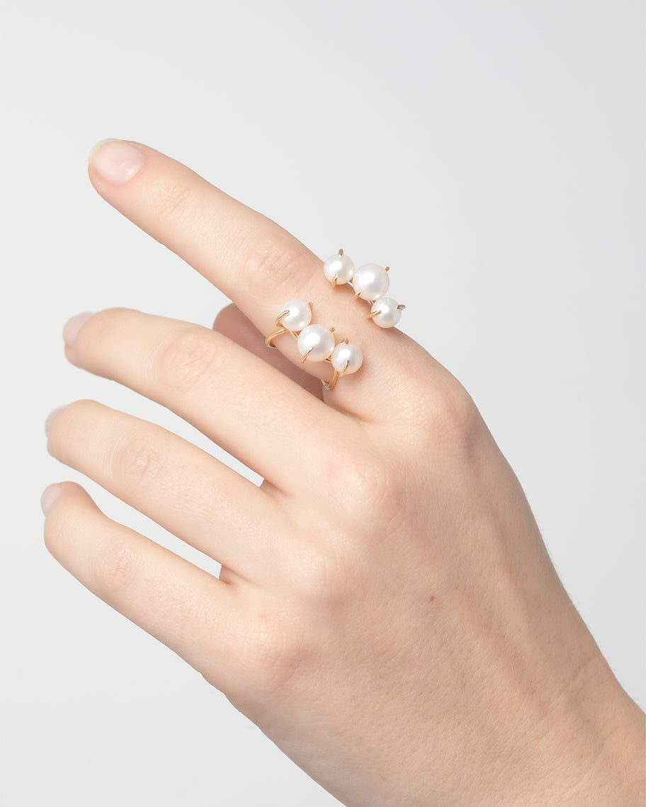 Anel Saturno em Ouro 18K com Pérolas Brancas