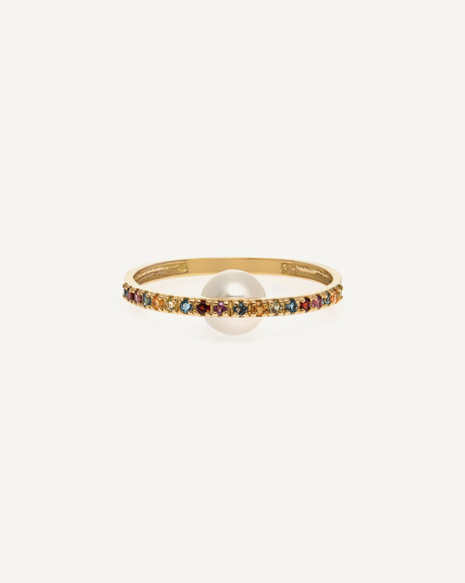 Anel com Pérola Invertida em Ouro 18K Vênus