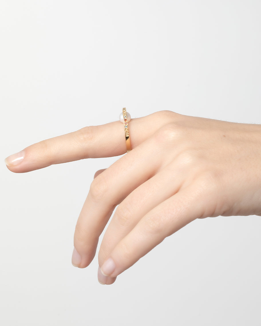 Anel com Pérola Invertida em Ouro 18K Vênus