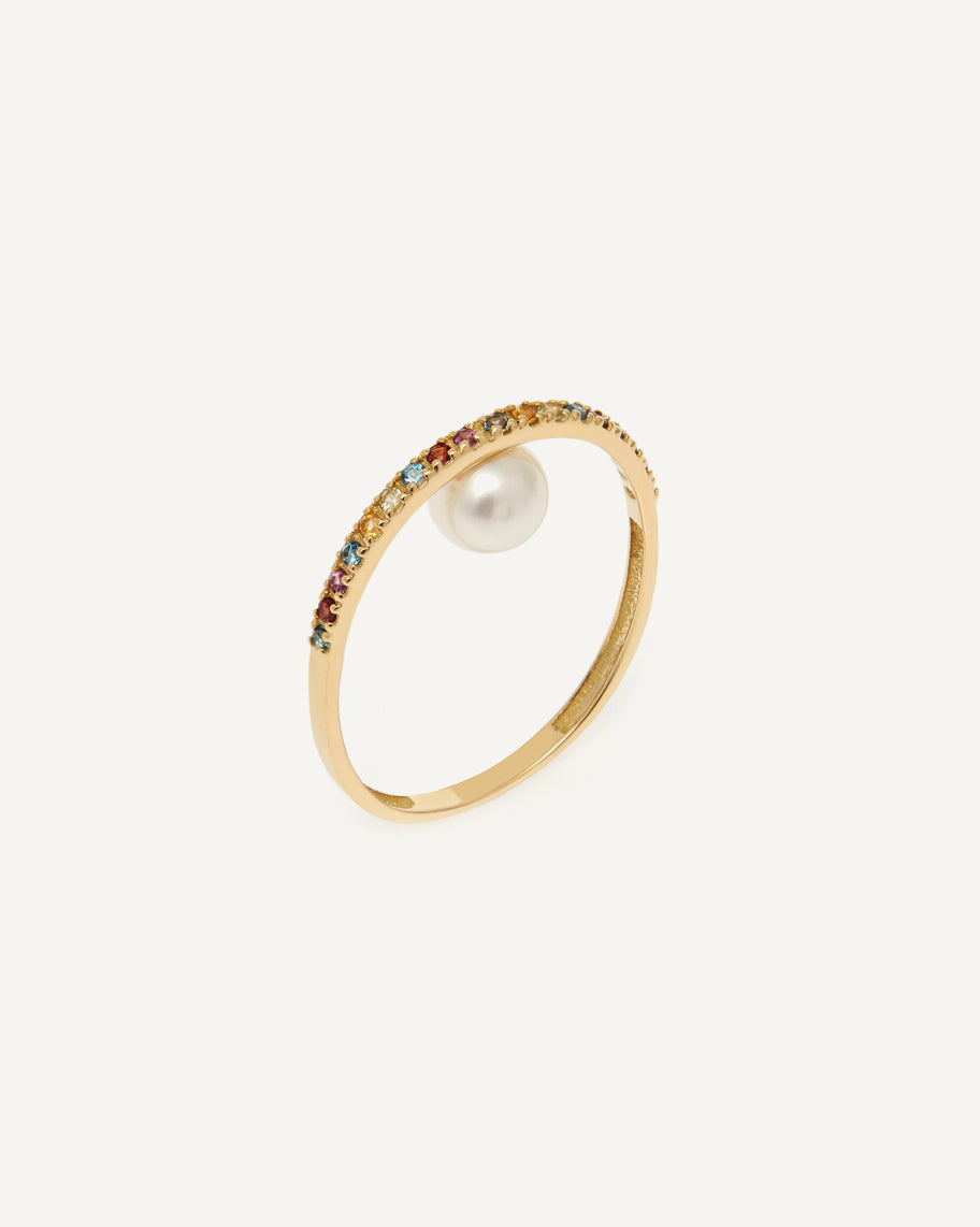 Anel com Pérola Invertida em Ouro 18K Vênus