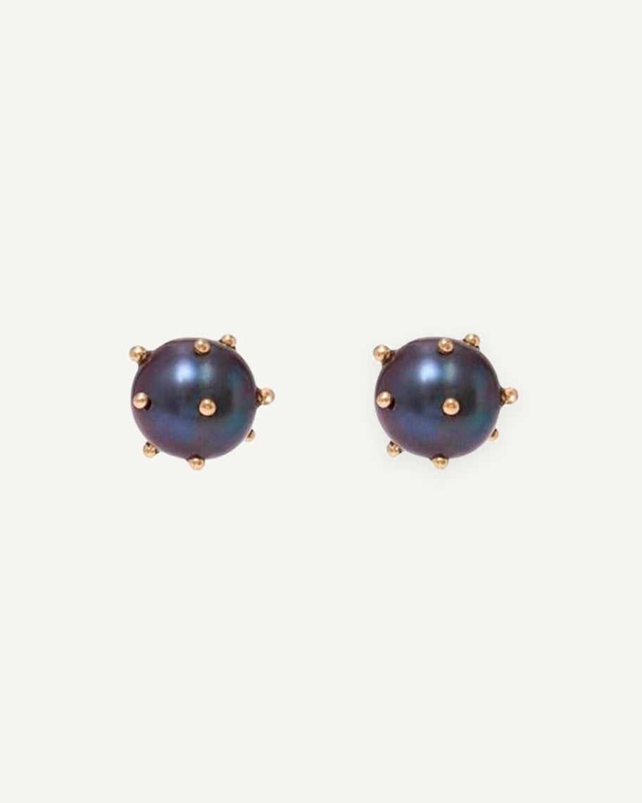 Brinco Stud Cometa Negro em Ouro 18K
