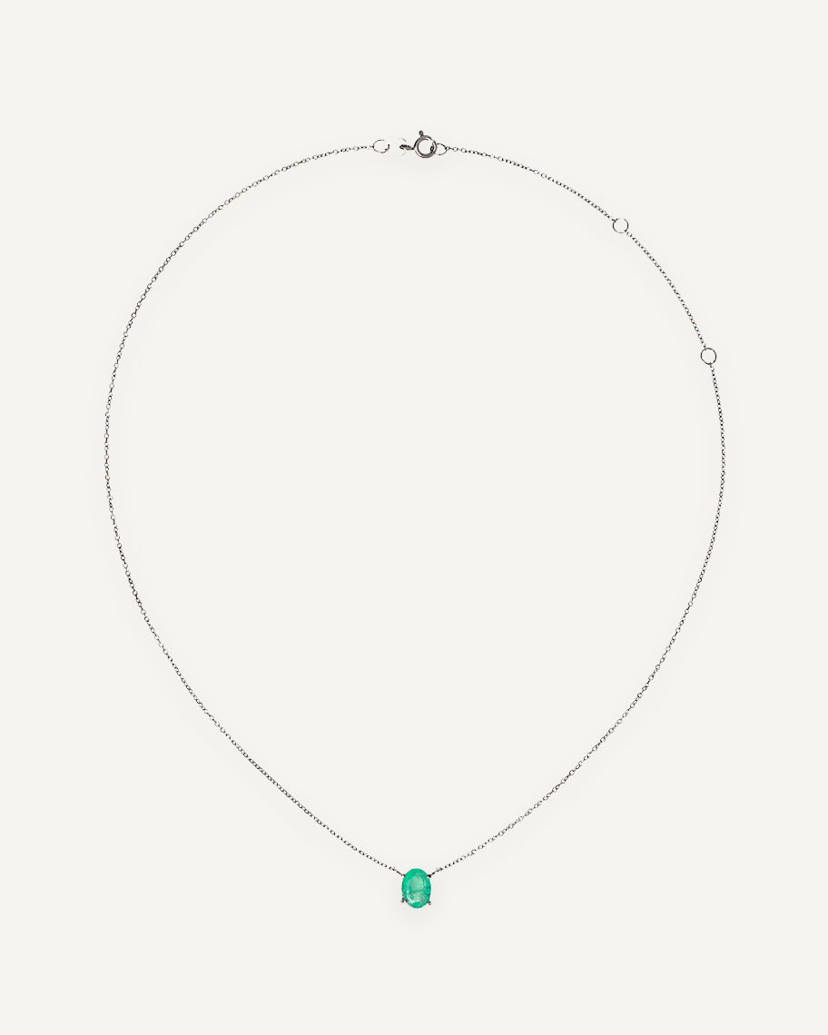 Colar Celina Esmeralda em Ouro 18K com Ródio Negro
