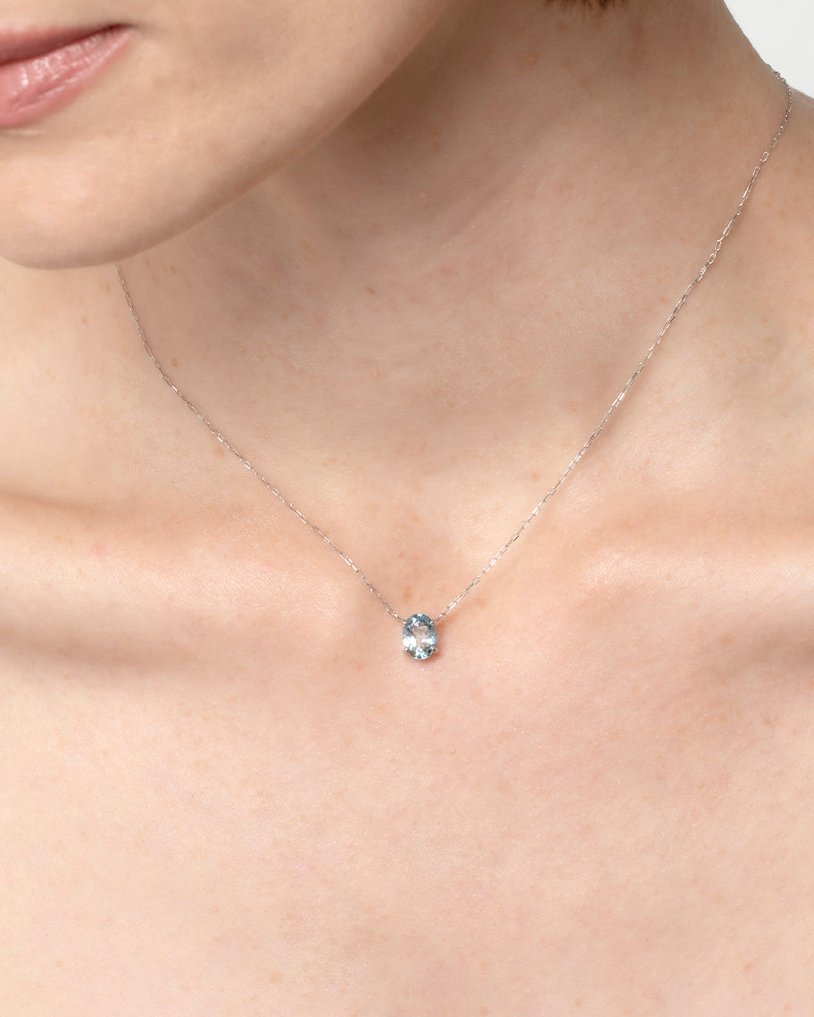 Colar Celina Água-Marinha em Ouro Branco 18K
