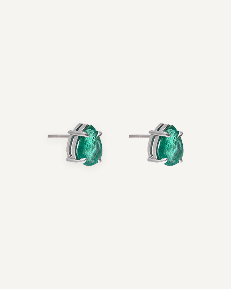 Brinco Gota Teresa em Ouro 18K e Esmeralda de 6x8mm