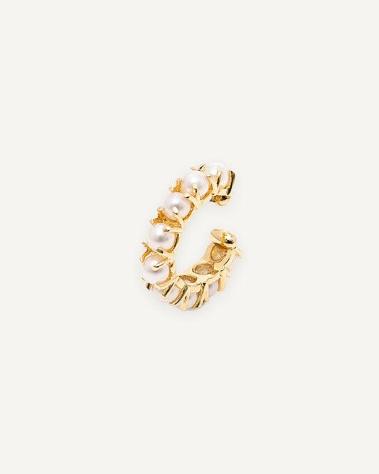 Piercing de Orelha Mini Pérolas Brancas em Ouro 18K