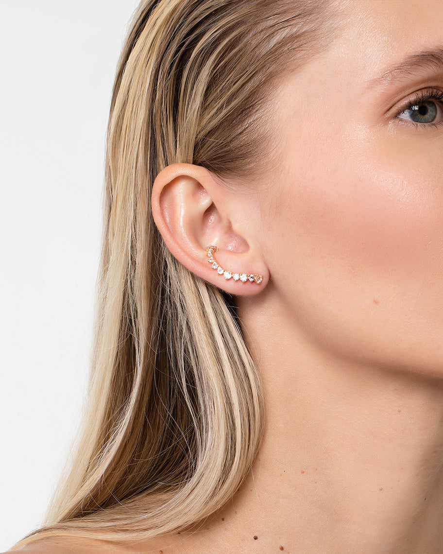 Brinco Anatômico Labirinto Rosé em Ouro 18K