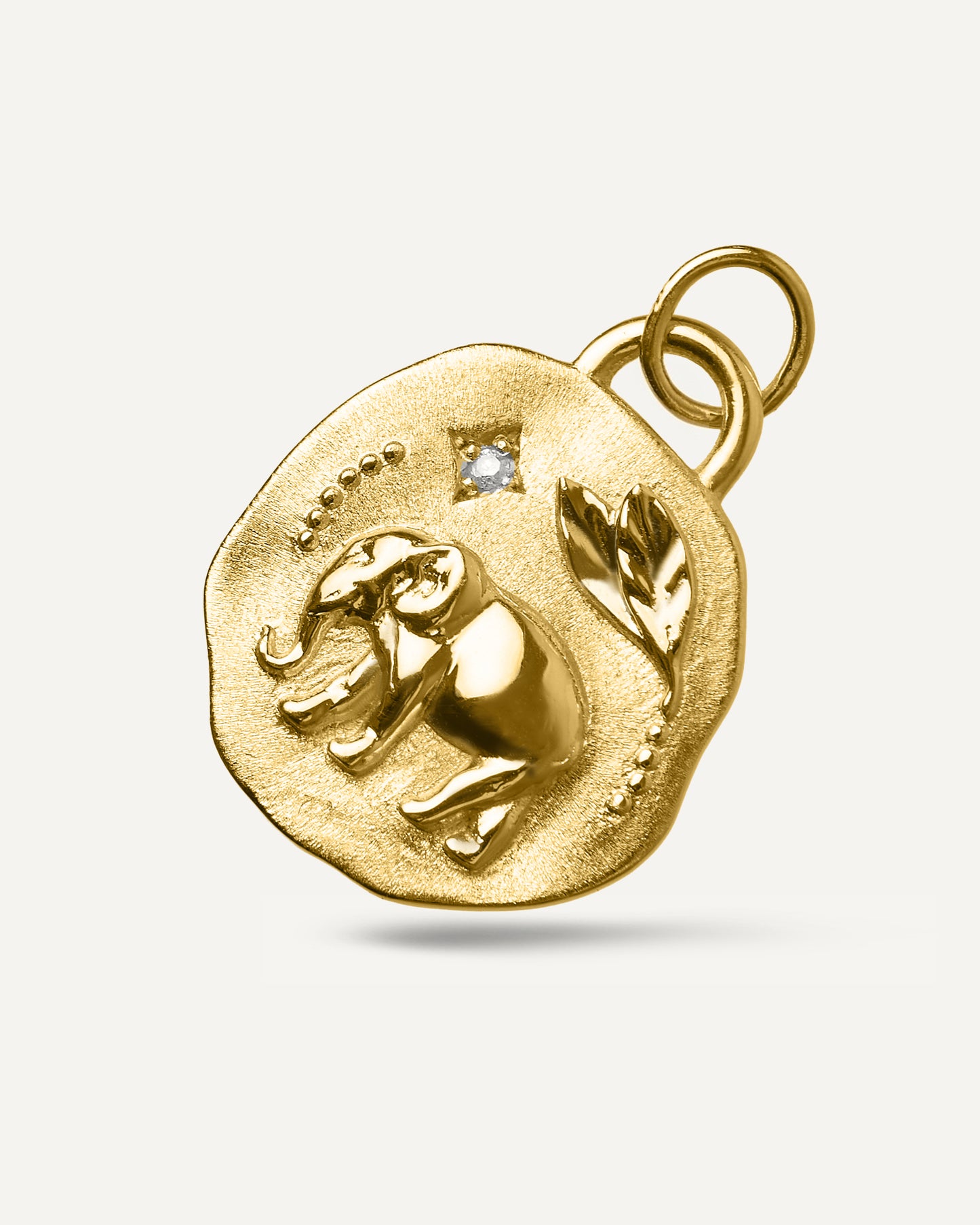Pingente Medalha Ravena em Prata com Banho de Ouro