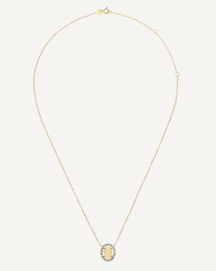 Colar Médio em Ouro 18K com Opala e Safiras Brancas