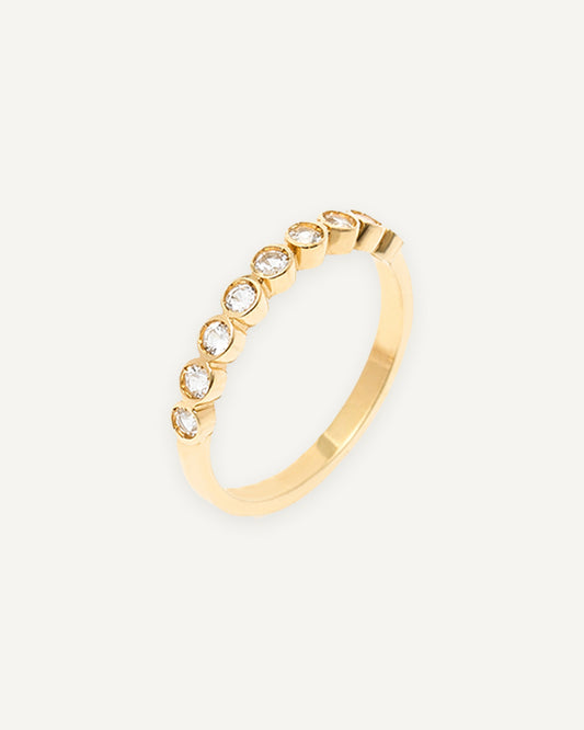 Meia Aliança Hortênsia em Ouro Amarelo 18K e Topázios