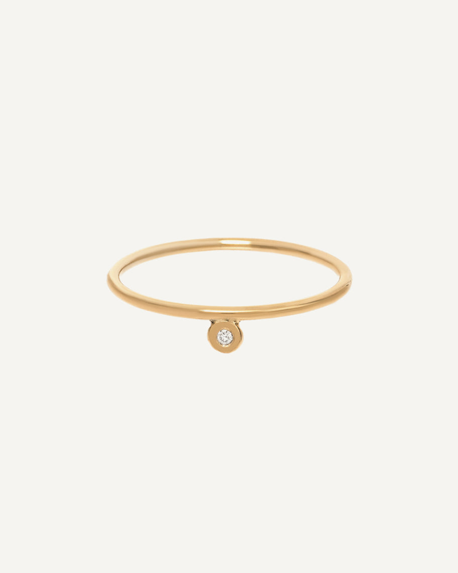Anel Solitário Pilar em Ouro 18K e Diamante de 1 Ponto