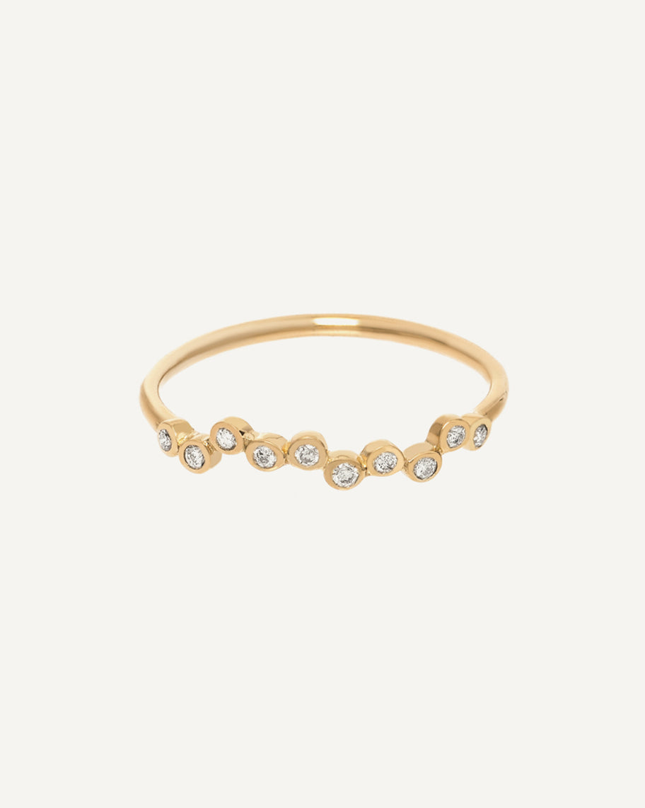 Anel Polka em Ouro 18K e 10 Pontos de Diamante