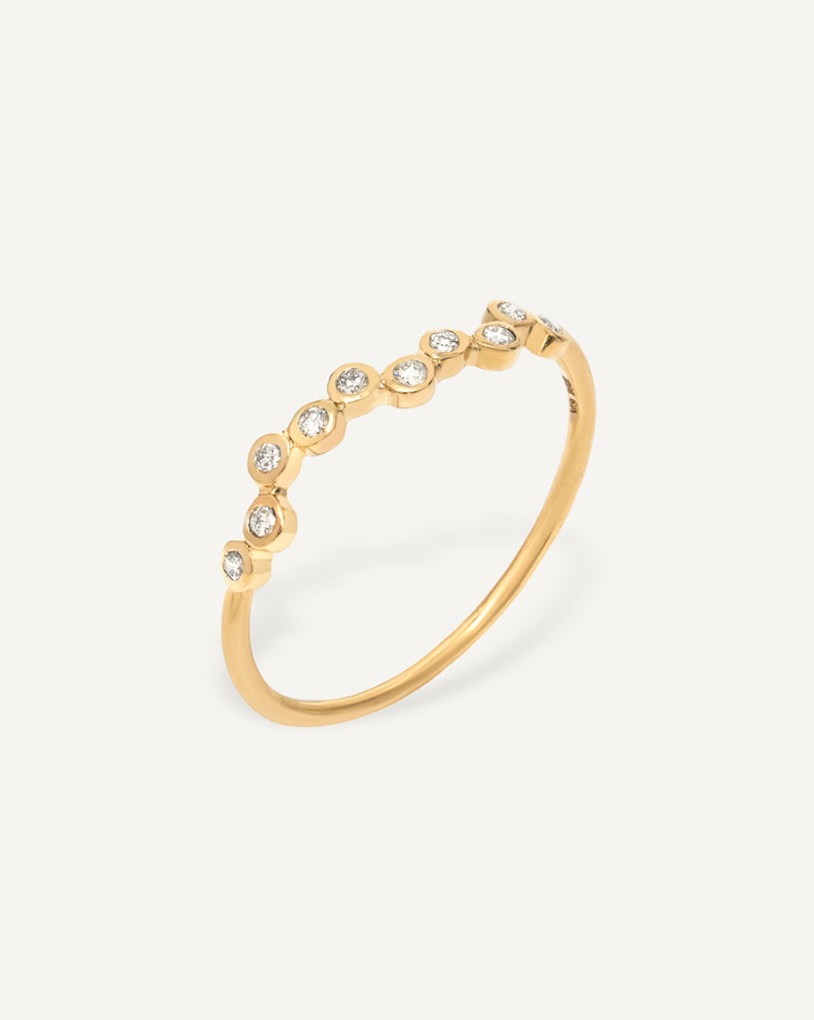 Anel Polka em Ouro 18K e 10 Pontos de Diamante