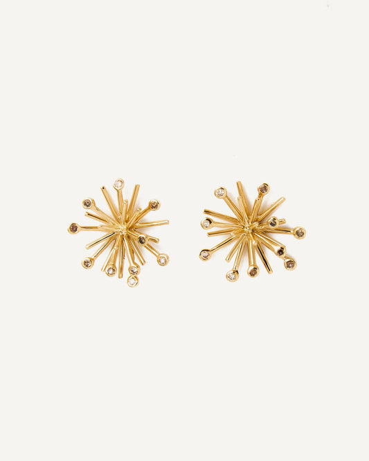 Brinco Floco Brown em Ouro 18K e Diamantes Champagne