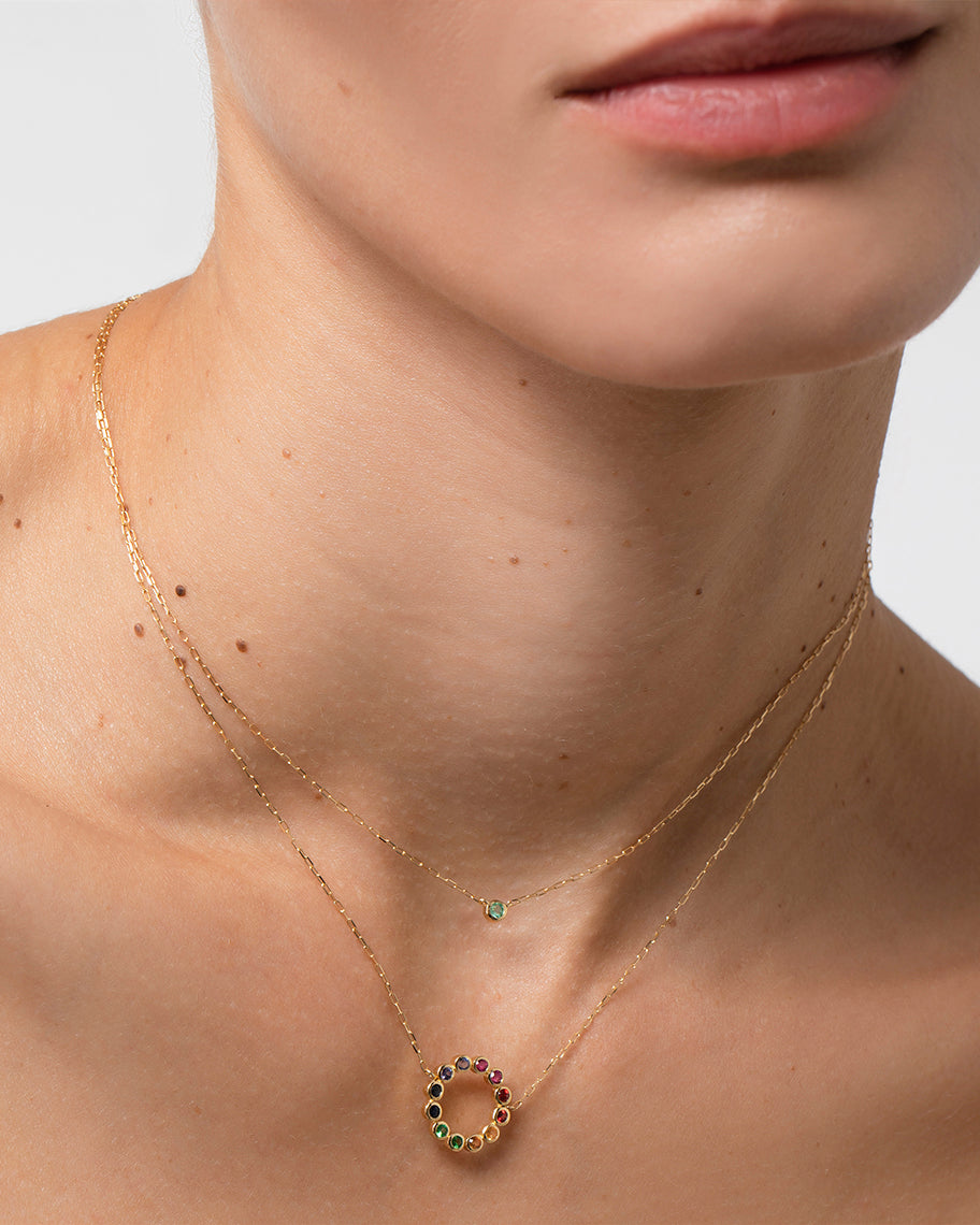 Colar Redondo Confete em Ouro 18K e Pedras Coloridas