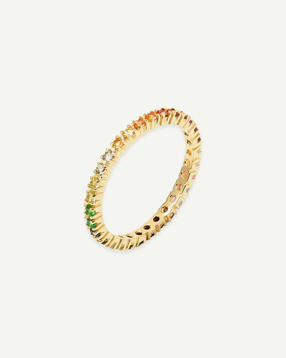 Aliança Camaleão em Ouro 18K e Pedras Preciosas Coloridas