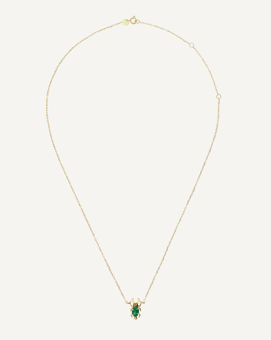 Colar Besouro em Ouro 18K com Esmeralda e Diamante