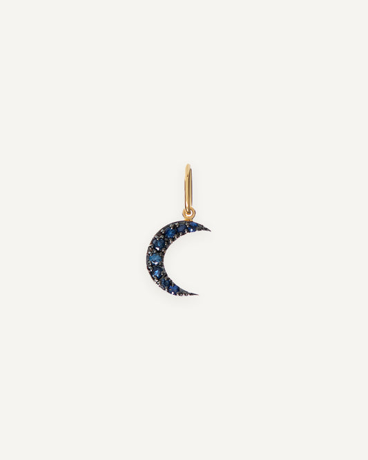 Pingente Lunar em Ouro 18K e Safiras Azuis