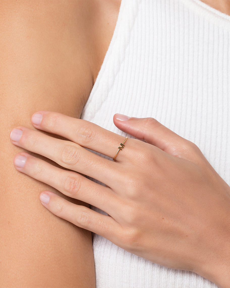 Anel Little Inicial Personalizado em Ouro 18K