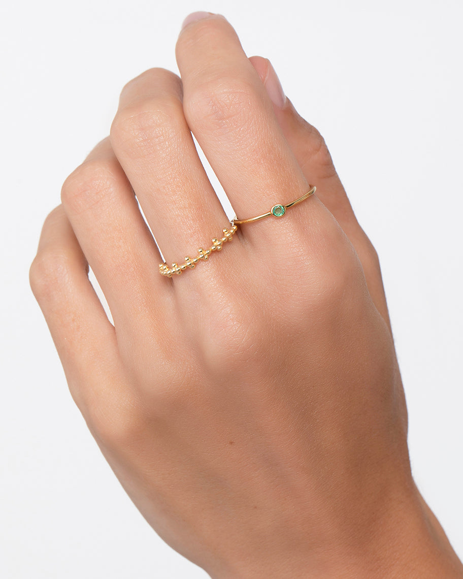 Anel Solitaire Esmeralda em Ouro 18K