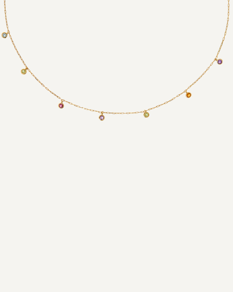 Colar em Ouro 18K e Pingentes de Pedras Coloridas Dots Candy
