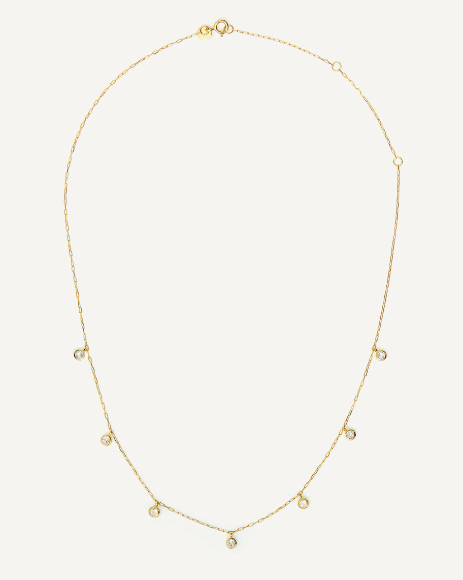 Colar Dots White em Ouro 18K e Pingentes de Topázios Brancos