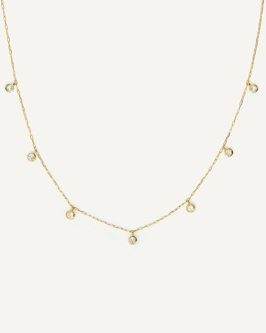 Colar Dots White em Ouro 18K e Pingentes de Topázios Brancos