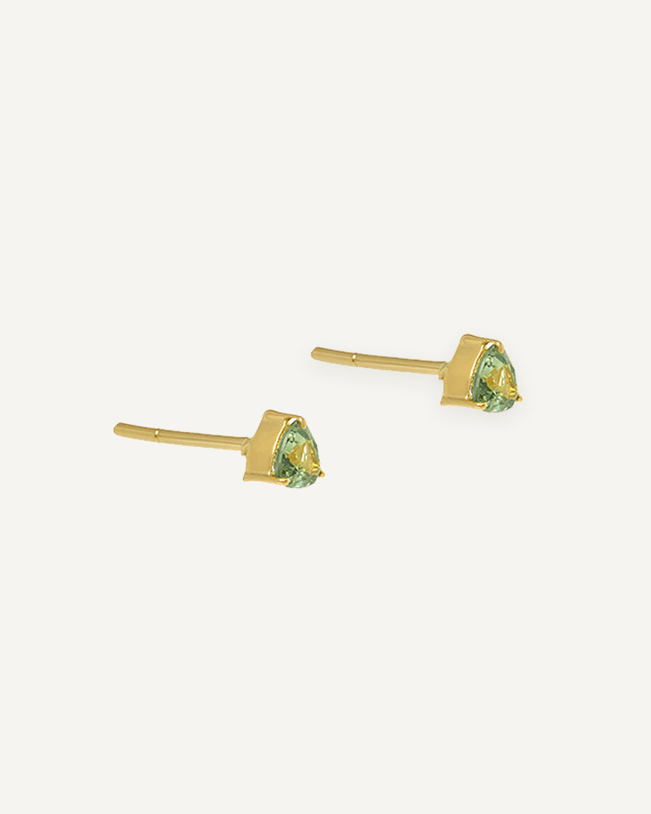 Brinco Stud Clair Trillion Safira Verde em Ouro 18K