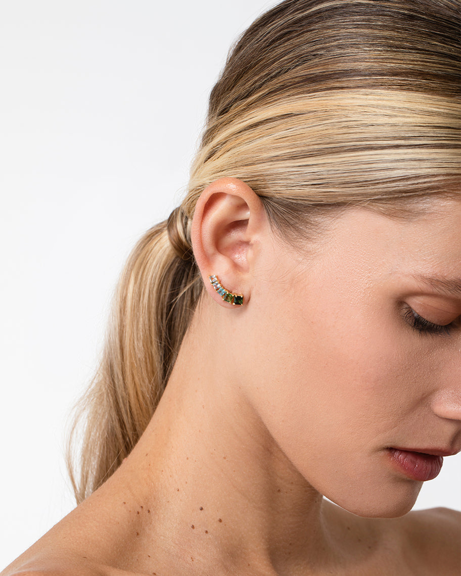 Brinco Earcuff Palette Green em Ouro 18K