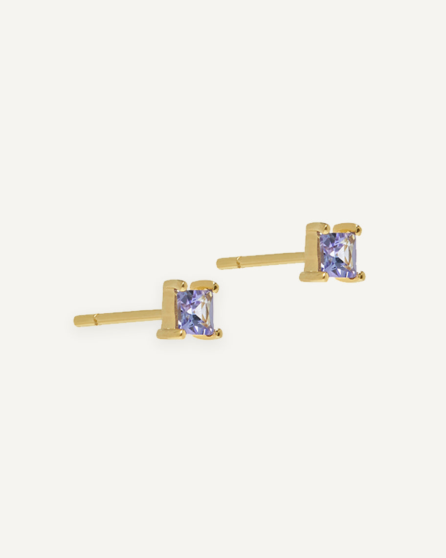Brinco Stud Clair Carré Tanzanita em Ouro 18K