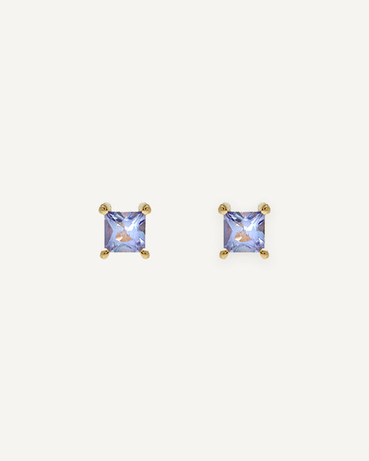 Brinco Stud Clair Carré Tanzanita em Ouro 18K