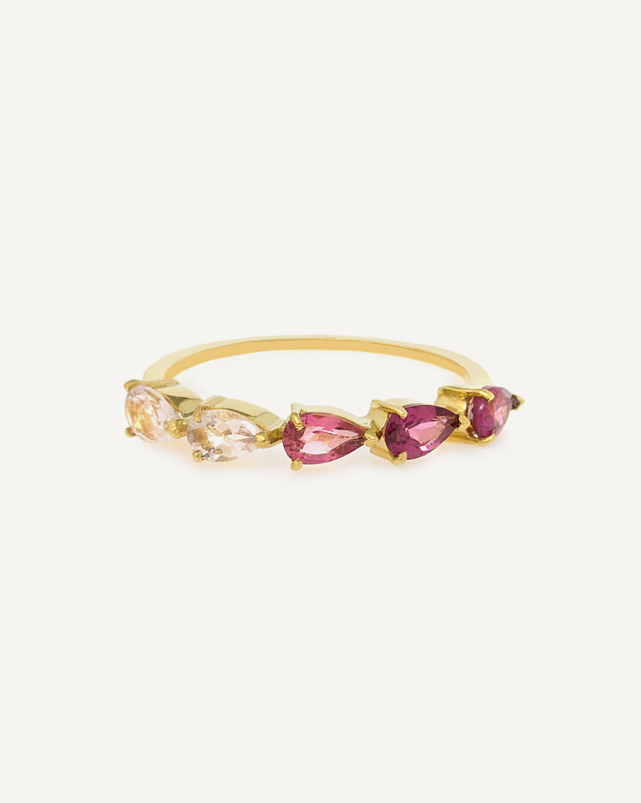 Anel Ligne Blush em Ouro 18K e Pedras Rosadas