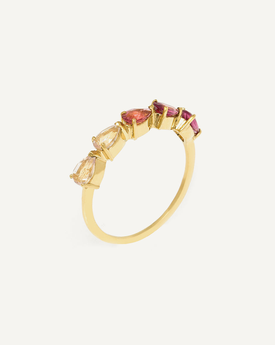 Anel Ligne Blush em Ouro 18K e Pedras Rosadas