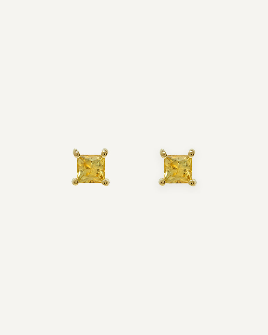 Brinco Stud Clair Carré Safira Amarela em Ouro 18K