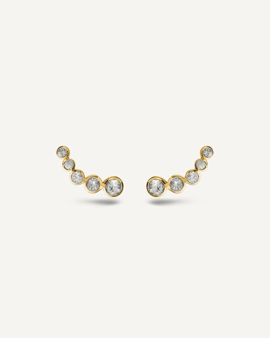 Brinco Earcuff Margarida em Ouro 18K e Topázios Brancos