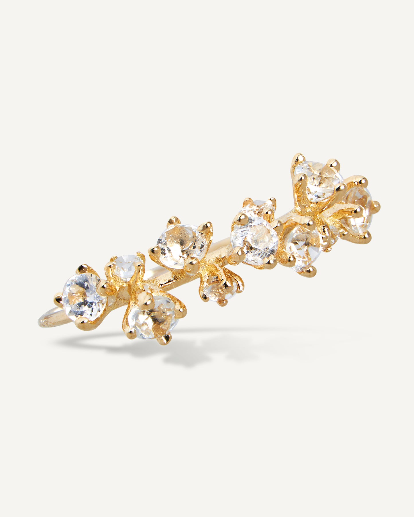 Anel Bouquet em Ouro 18K e Topázios Brancos