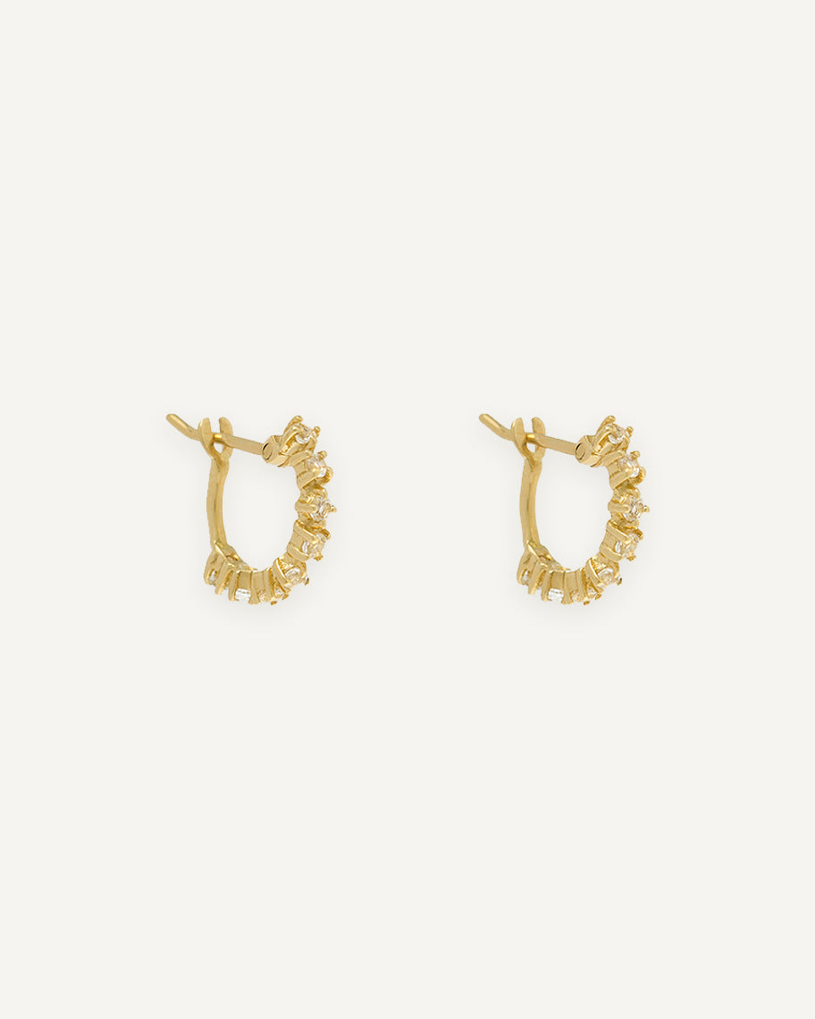 Brinco Argola Pequena em Ouro Amarelo 18K Strelitzia Topázio