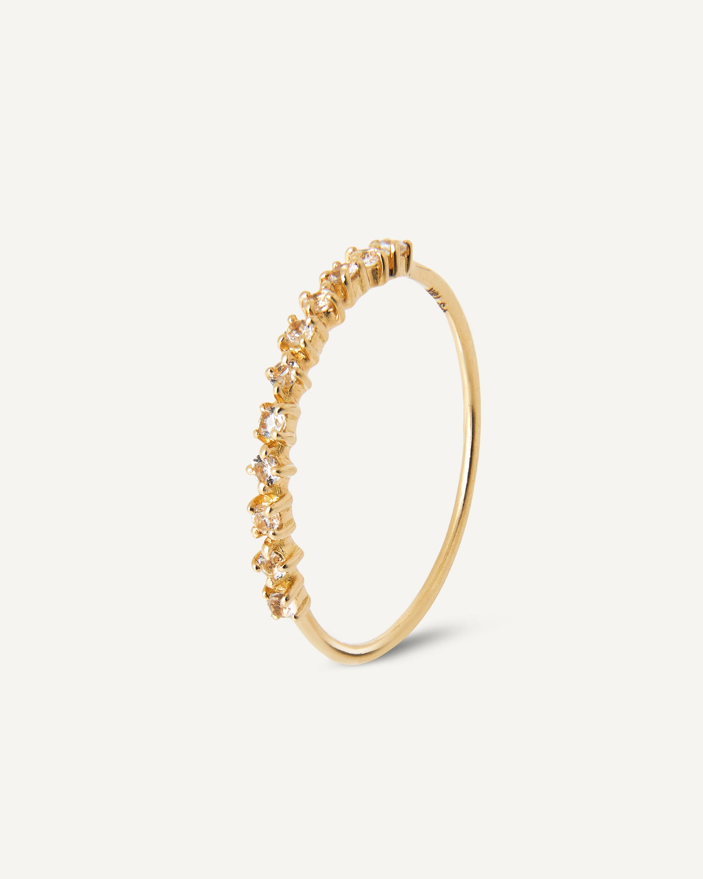 Anel Delicado em Ouro 18K Strelitzia Topázios Brancos