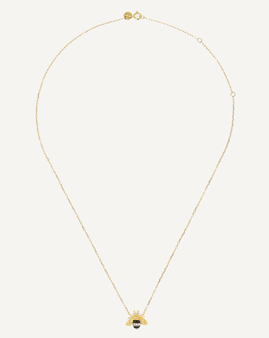 Colar Abelha em Ouro 18K com Safiras e Brilhantes