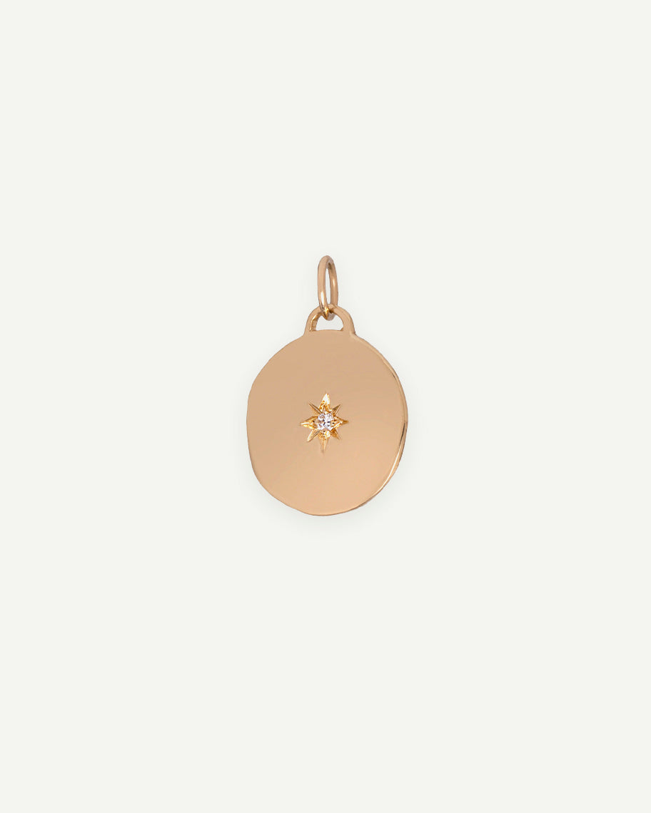 Pingente para Colar Medalha Pilar em Ouro 18K e Diamante