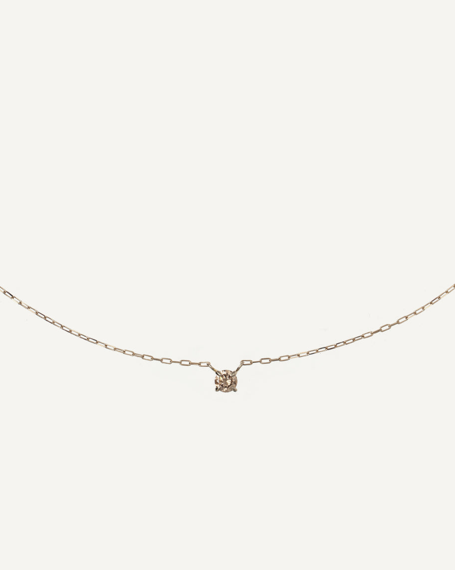 Colar Solitário Ana em Ouro 18K com 30 pontos de Diamante Champagne