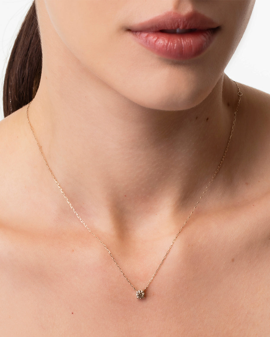 Colar Solitário Ana em Ouro 18K com 30 pontos de Diamante Champagne