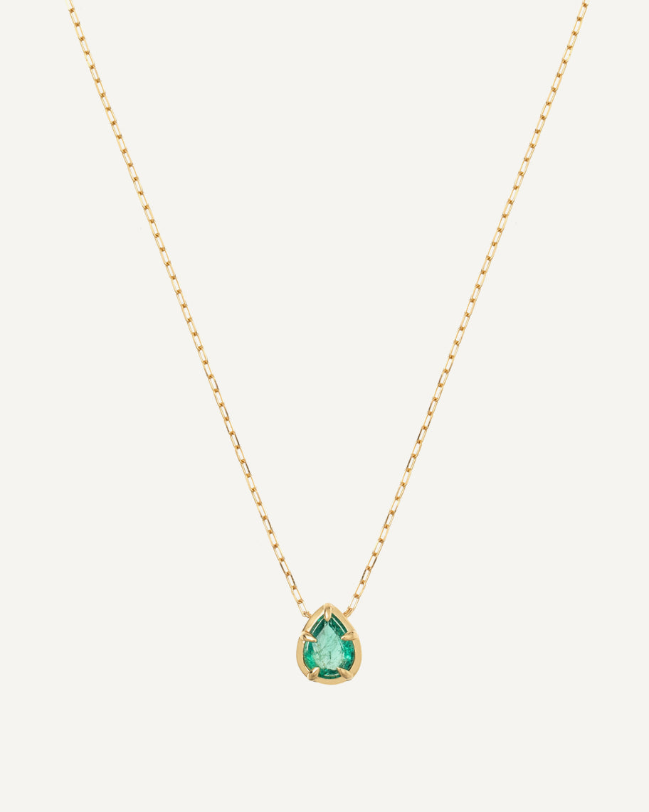 Colar Gota Amelia em Ouro 18K e Esmeralda