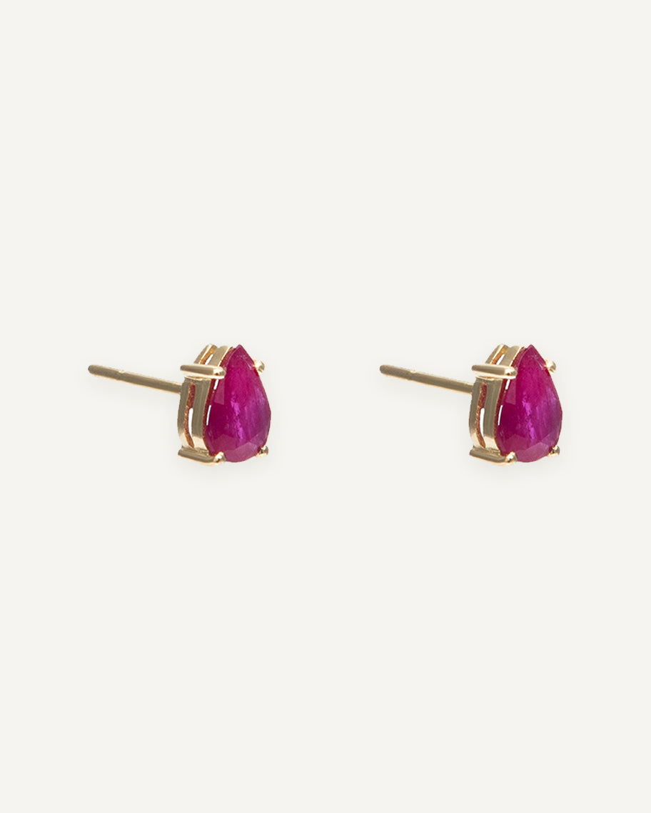 Brinco Gota Teresa em Ouro 18K e Rubi