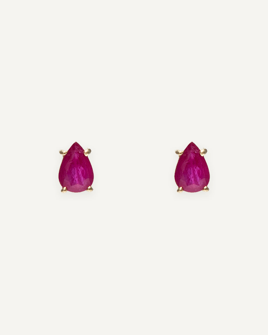 Brinco Gota Teresa em Ouro 18K e Rubi