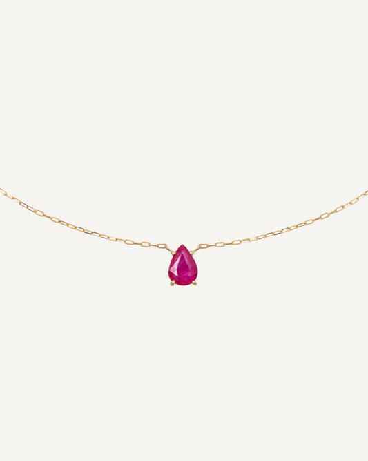 Colar Gota Teresa em Ouro 18K e Rubi
