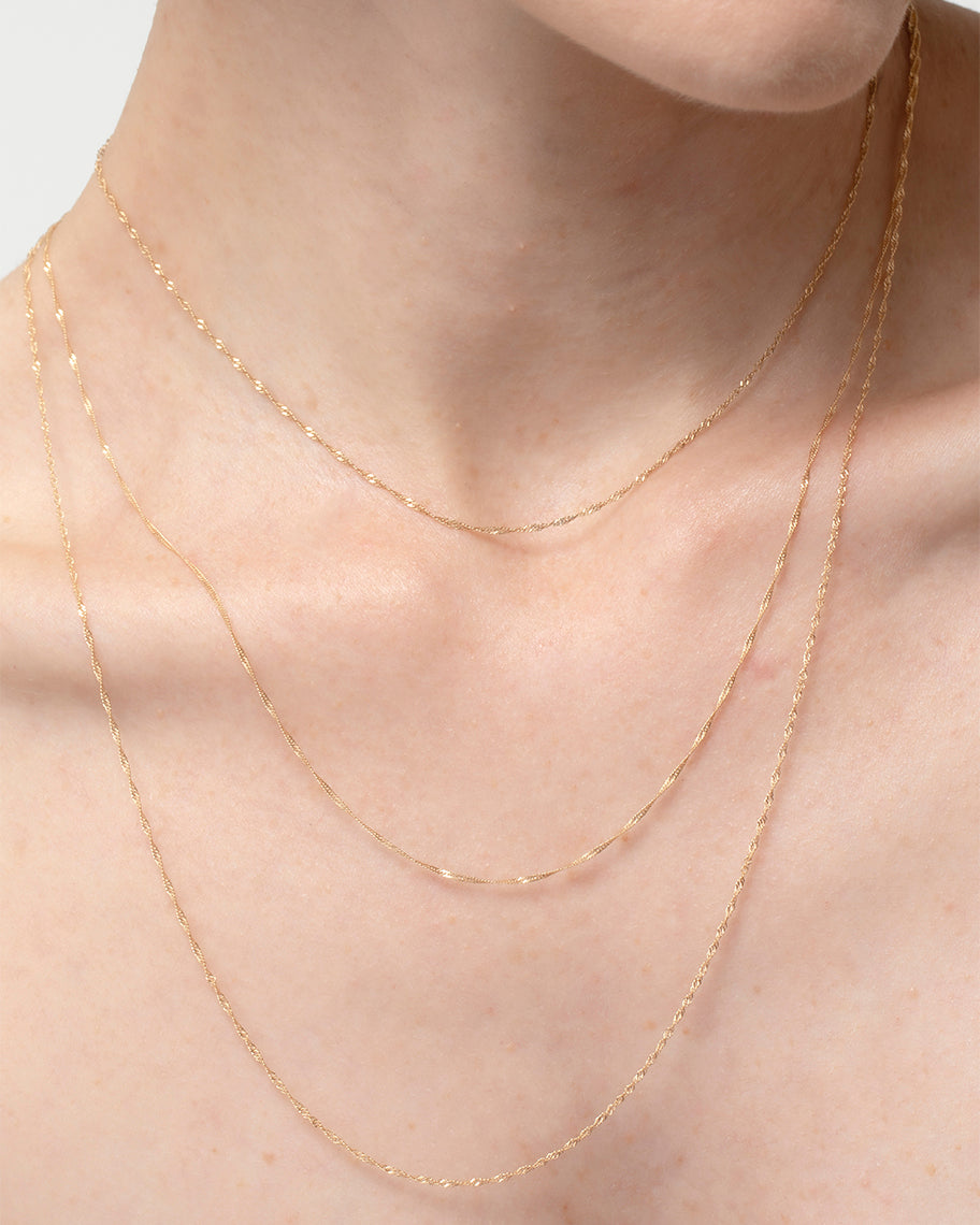 Corrente Fina em Ouro 18K de 70cm Twist