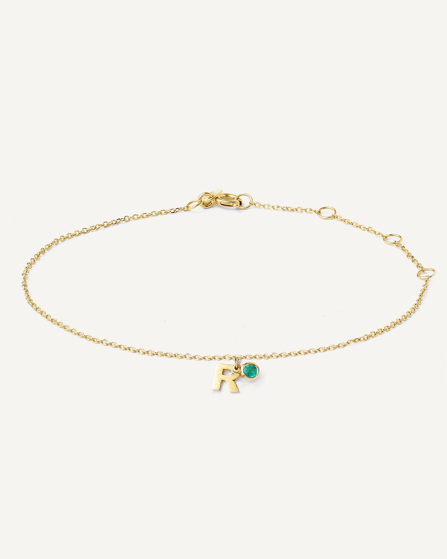 Pulseira com Letras Personalizadas Little em Ouro 18K com Birthstone