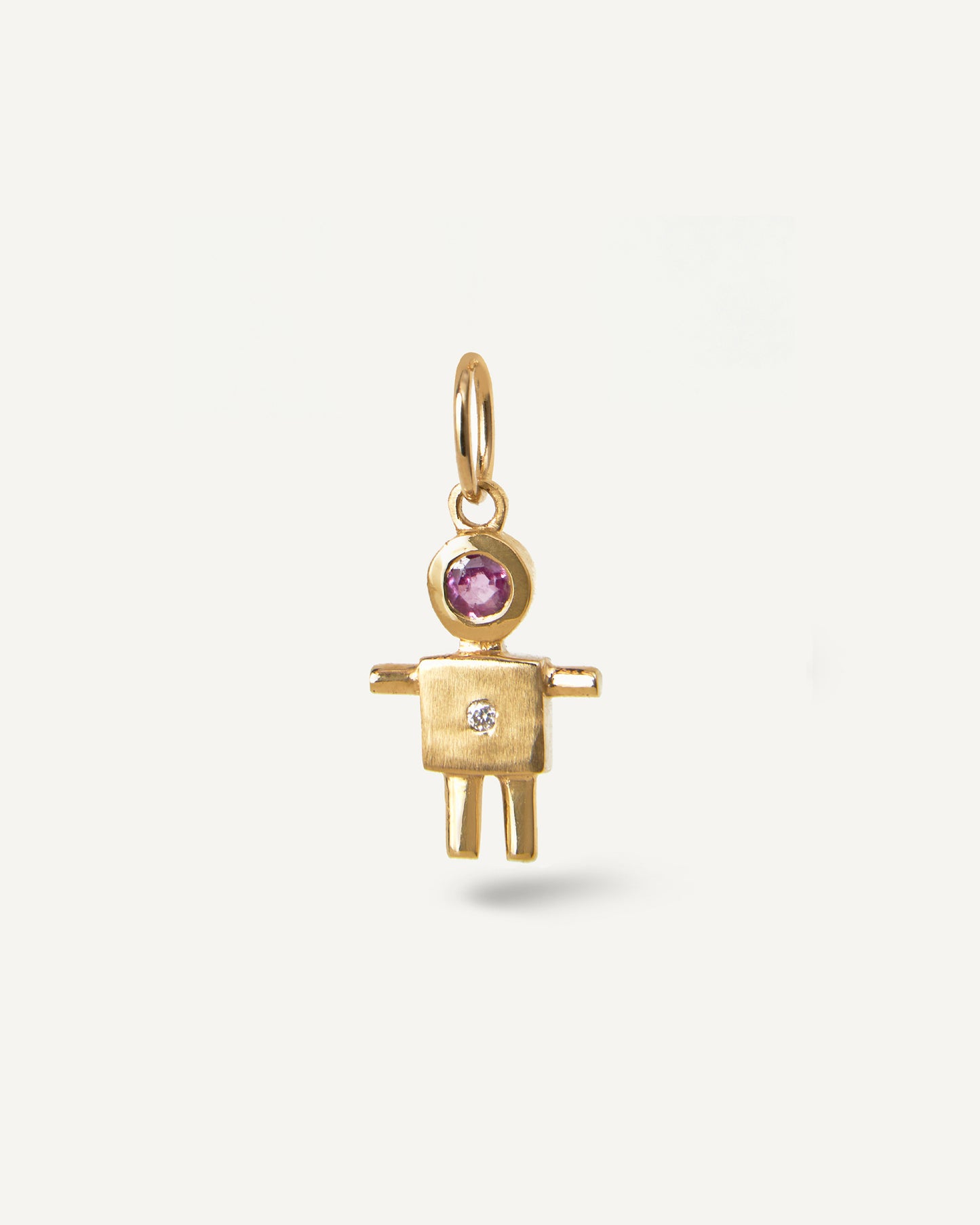 Pingente Filho para Colar em Ouro 18K com Rubi e Brilhante