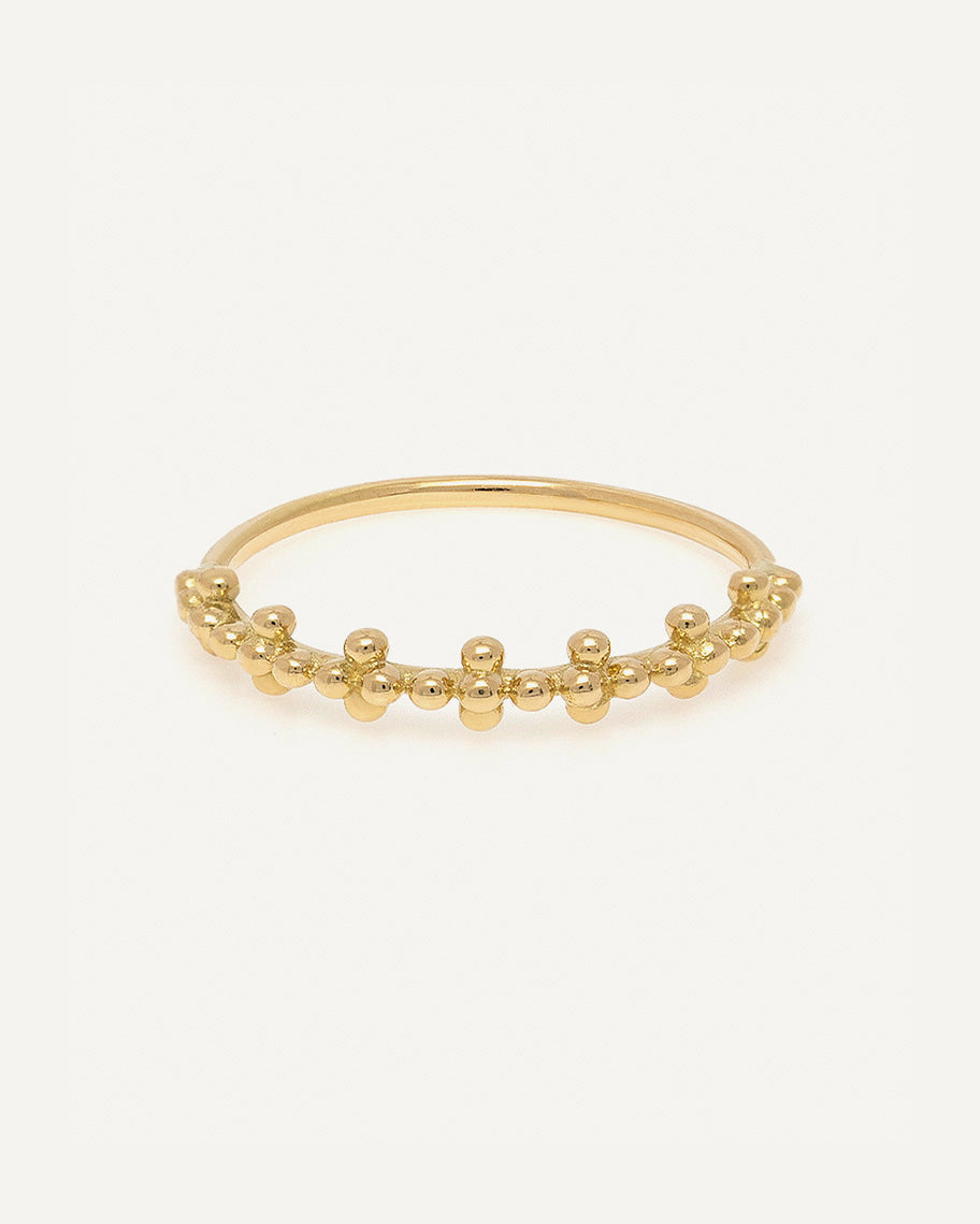 Anel Liso de Bolinhas em Ouro 18K Pops