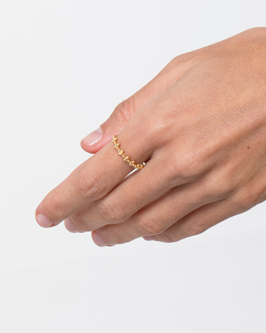 Anel Liso de Bolinhas em Ouro 18K Pops